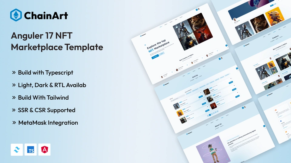 ChainArt - Angular 17 & Typescript Tailwind CSS NFT Marketplace Template