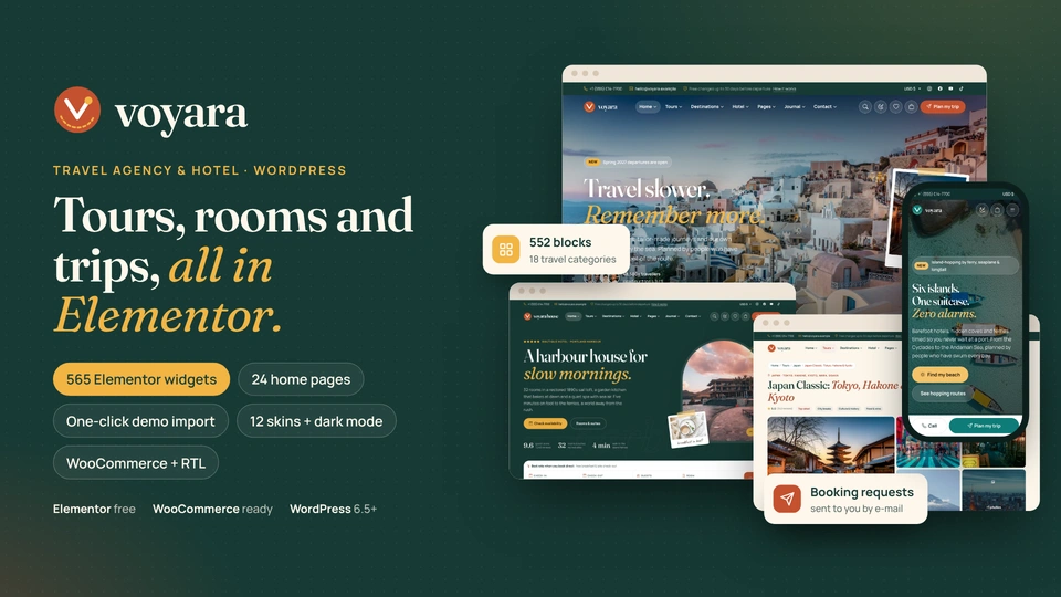 Voyara - Travel Agency & Boutique Hotel WordPress Theme