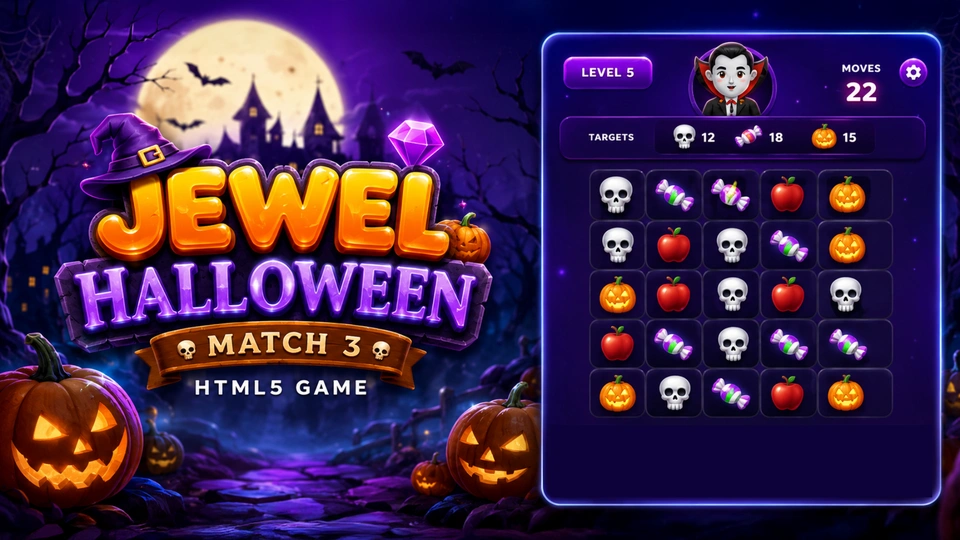 Jewel Halloween - Match 3 Puzzle HTML5 Game