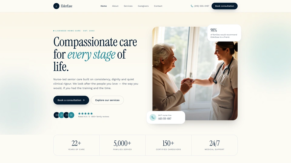 ElderEase - Senior Care & Assisted Living HTML Template