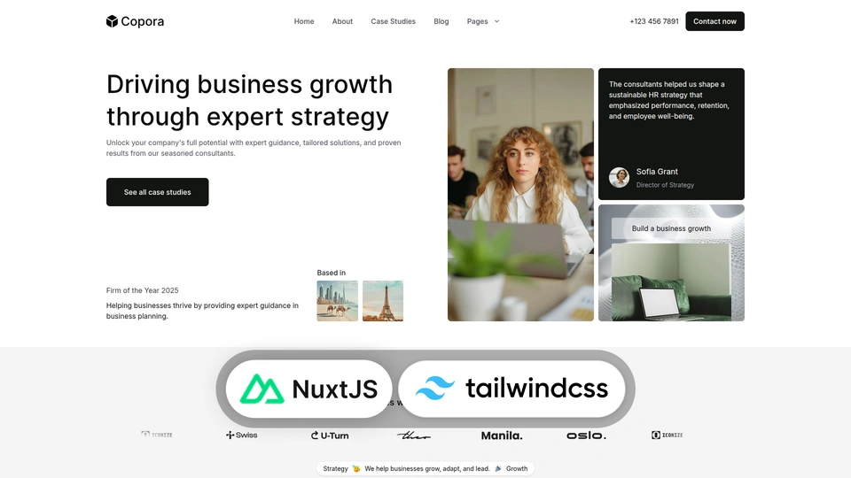 Copora - Tailwind CSS Business Consulting & Corporate Nuxt 4 Template