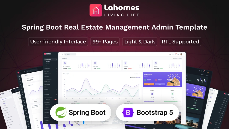 Lahomes - Spring Boot Real Estate Management Admin & Dashboard Template