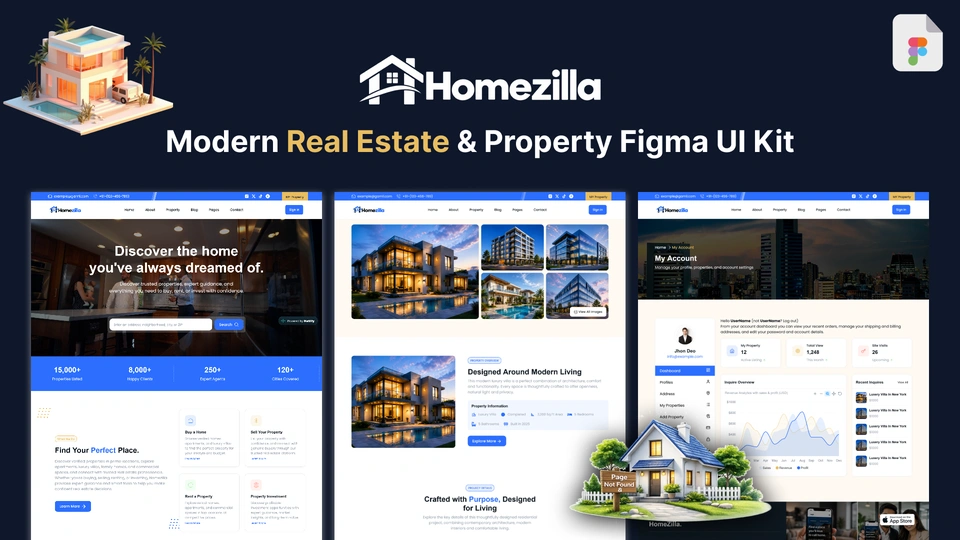 HomeZilla - Modern Real Estate & Property Figma UI Kit