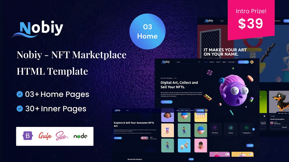 Nobiy - NFT Marketplace HTML Template