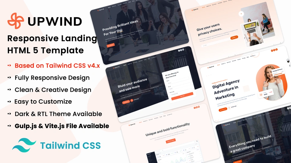 Upwind - Tailwind CSS Landing Page Template