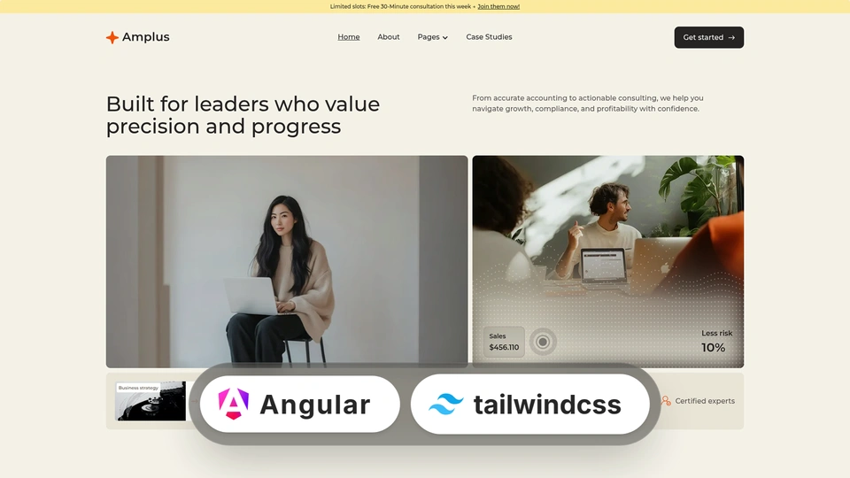 Amplus - Finance, Advisors Fintech Service Angular 22 & Tailwind CSS 4 Template