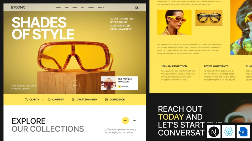 Eyeconic - Next.js 16 Eyewear and Sunglasses Ecommerce Template