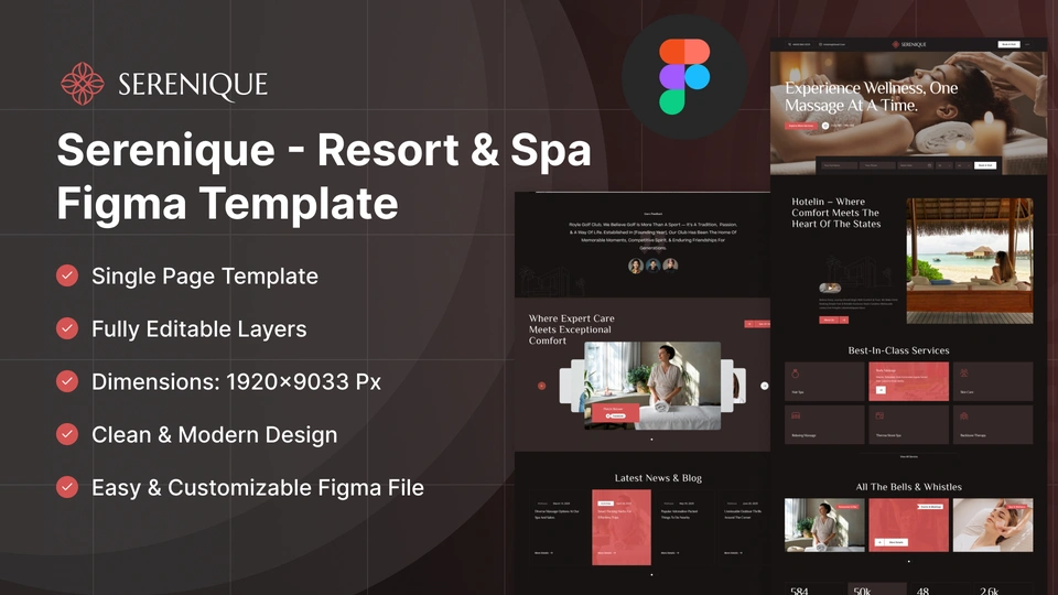 Serenique - Spa Resort & Wellness Hotel Figma Template