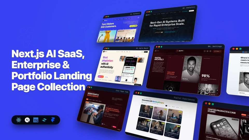 Qevrix - Next.js AI SaaS, Enterprise & Portfolio Landing Page Collection