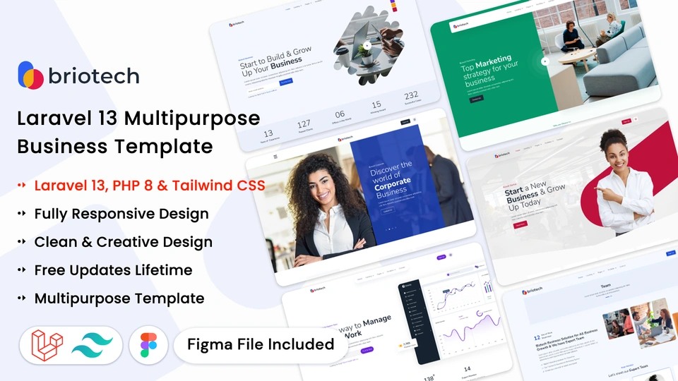 BrioTech - Laravel 13 Multipurpose Business Website Template