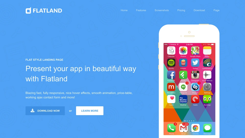 Flatland - Responsive Flat Design Template