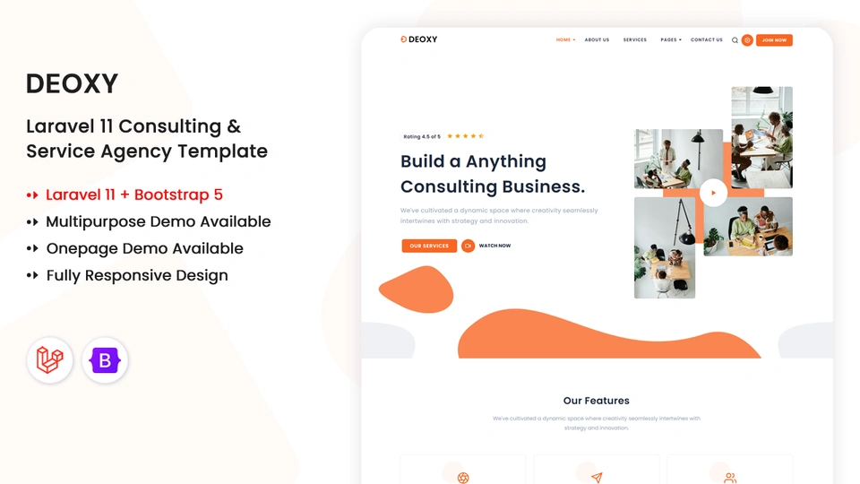 Deoxy - Laravel 11 Multipurpose Consulting & Service Agency Template