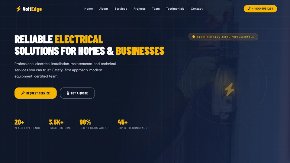VoltEdge - Electrical Repair, Wiring & Maintenance HTML Website Template