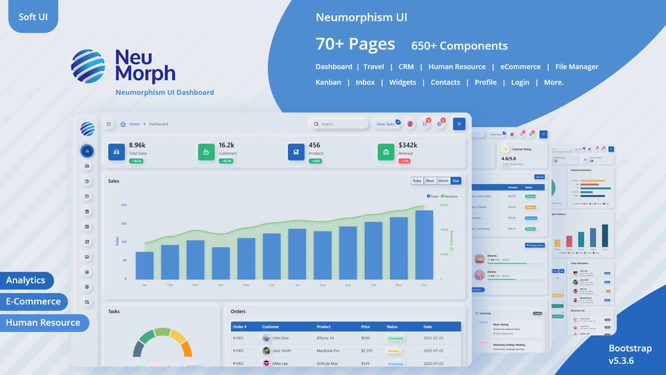 Neumorph - Multipurpose Admin Dashboard Template