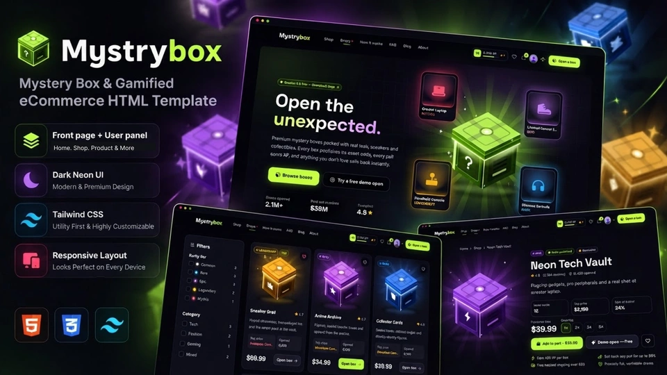 MystryBox - Mystery Box & Gamified eCommerce HTML Template