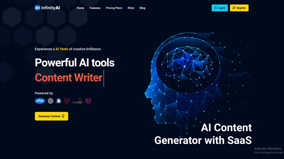 InfinityAI - AI Content, Image, Code, Chat, Summarizer, Speech to Text as SaaS