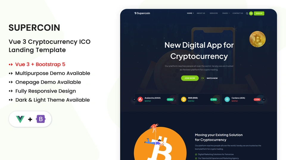 Supercoin - Vue.js 3 Multipurpose Cryptocurrency ICO Template