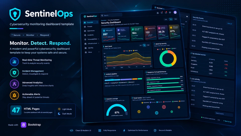 SentinelOps - Cybersecurity Monitoring Dashboard Template