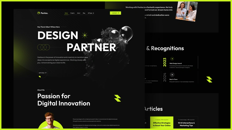 Pentos - Creative Personal Portfolio Figma Template