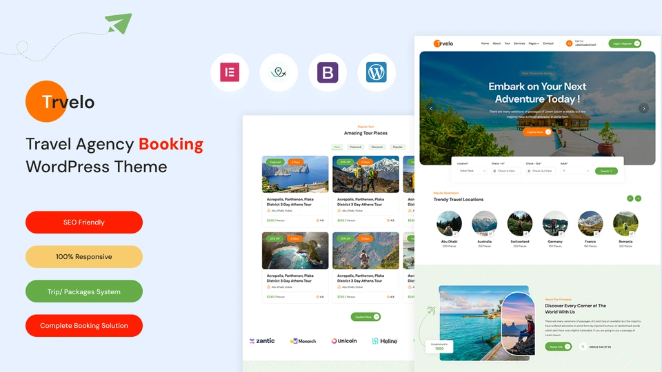Trvelo - Hotel & Travel Agency Booking WordPress Theme