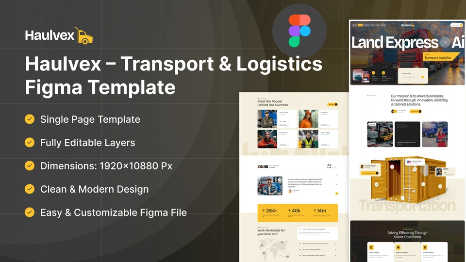 Haulvex - Transport & Logistics Company Figma Template