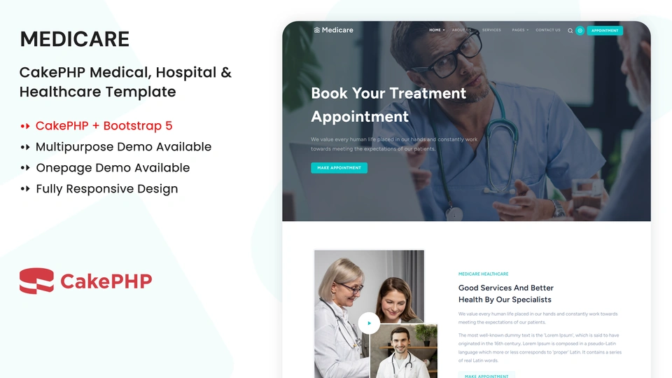 Medicare - CakePHP Multipurpose Medical & Hospital Template