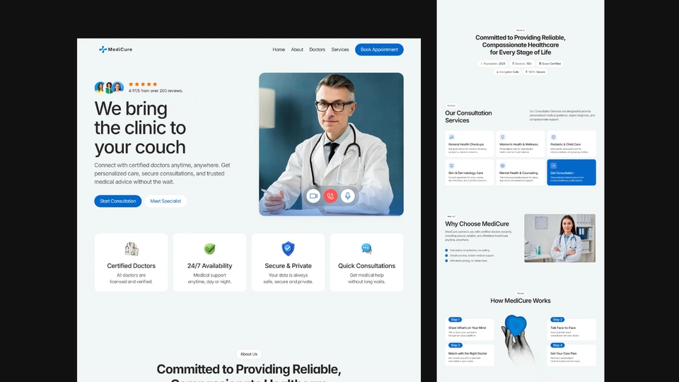 MediCure - Online Medical Consultation Framer Template