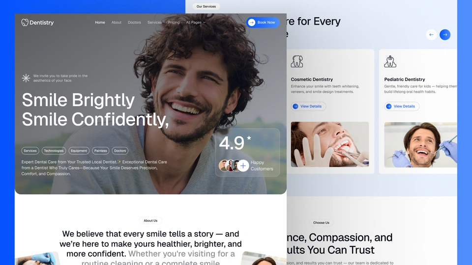 DentistryX - Dentist & Dental Clinic Framer and Figma Template