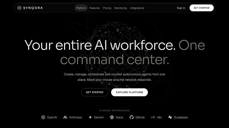 Synqora - AI Agent Management SaaS Landing Page Template